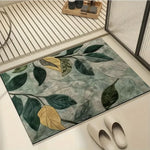 tapis antidérapant moderne feuilles tropicales vert blanc 30x40cm 40x60cm 50x80cm salon cuisine