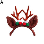 couronne cerf rouge marron blanche peluche crochetée festive élastique pompons fleurs artificielles