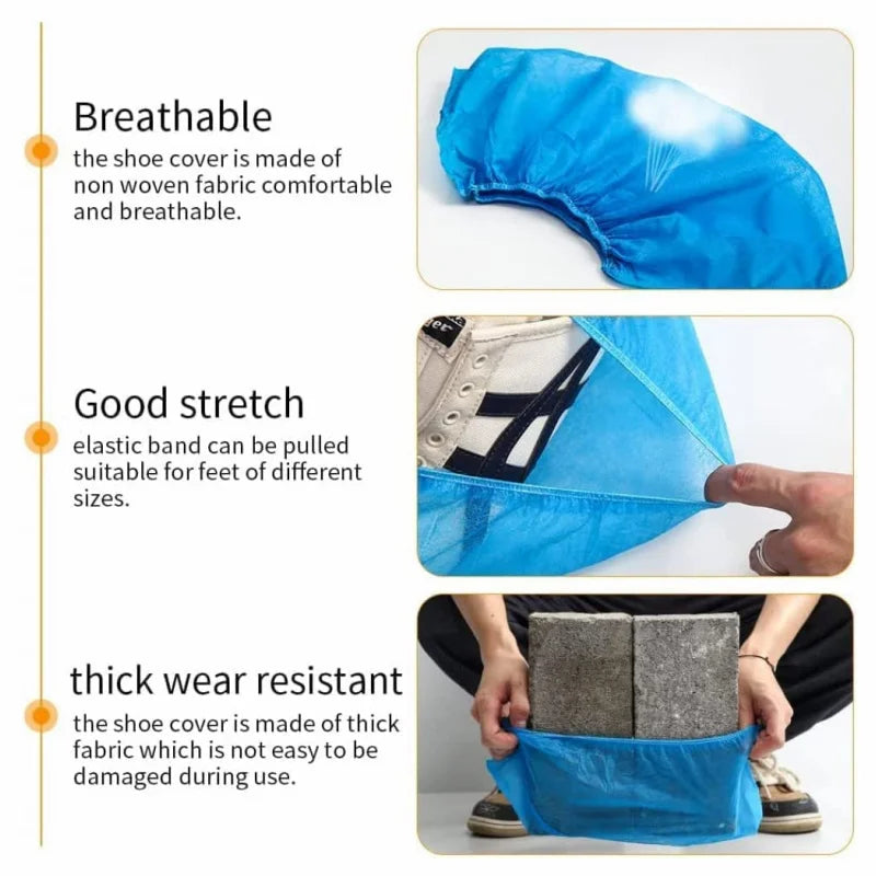 protège chaussures jetables non tissés bleu clair élastiques 100 pièces