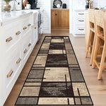 tapis géométrique vintage noir beige gris salon entrée couloir facile nettoyage polyester moderne contemporainextérieur