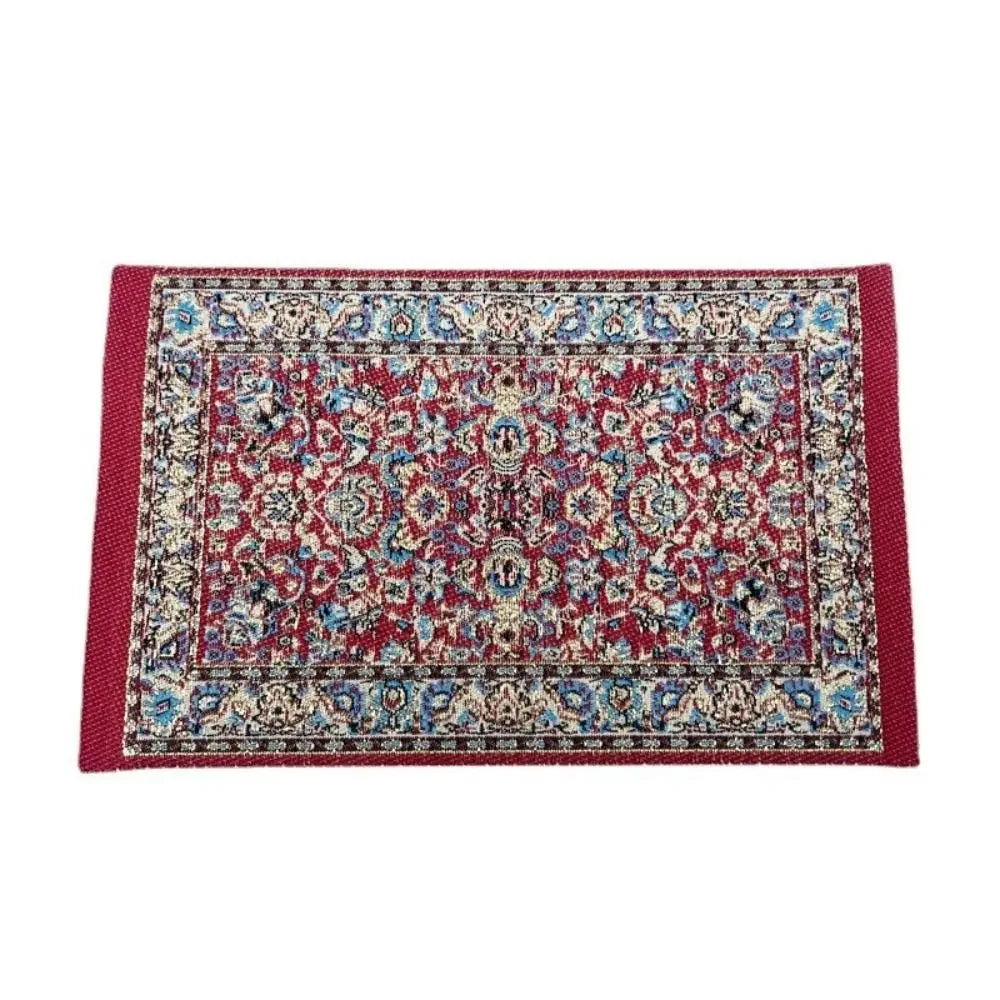 tapis rectangulaire traditionnel motif floral bordure frisée adhésif opacité rétro textiles vintage