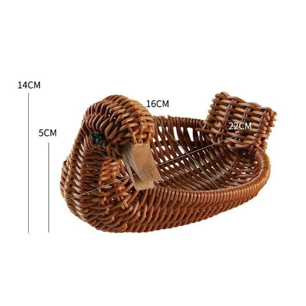 panier oiseau tressé marron rouge rustique réutilisable fruits œufs deco chambre enfants