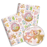 papier cadeau dessins animés ours lapins chats blanc noir rose clair beige