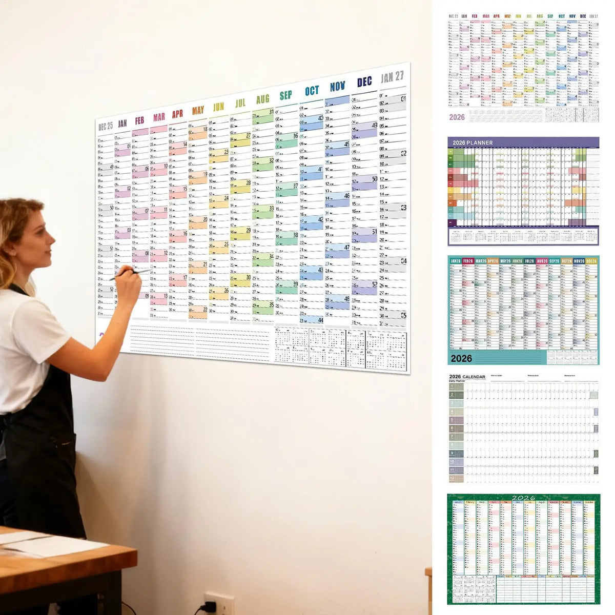 calendrier mural blanc moderne 2026 mensuel accueil organisation dates numéros jours