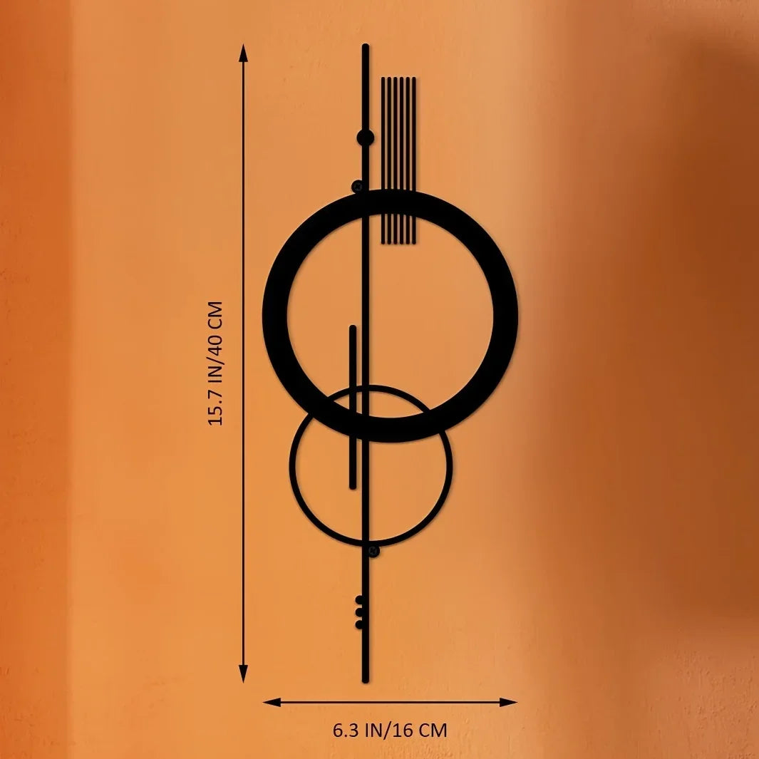 art mural moderne minimaliste noir circulaire géométrique vis fixations salon chambre coucher