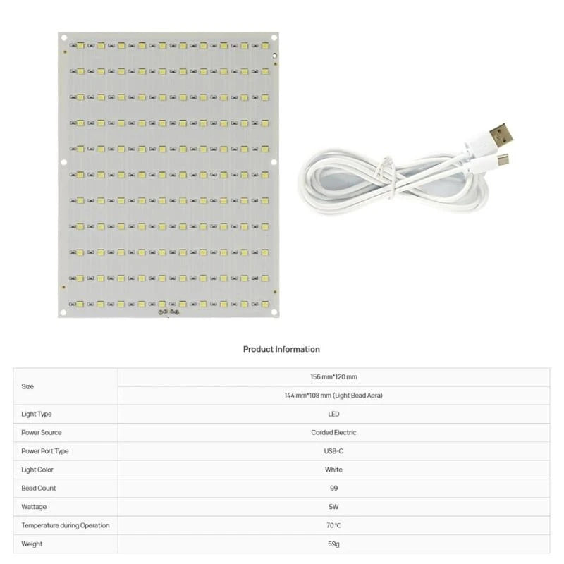 Panneau led gris clair moderne 156mm 120mm 110 diodes usb 5v1a