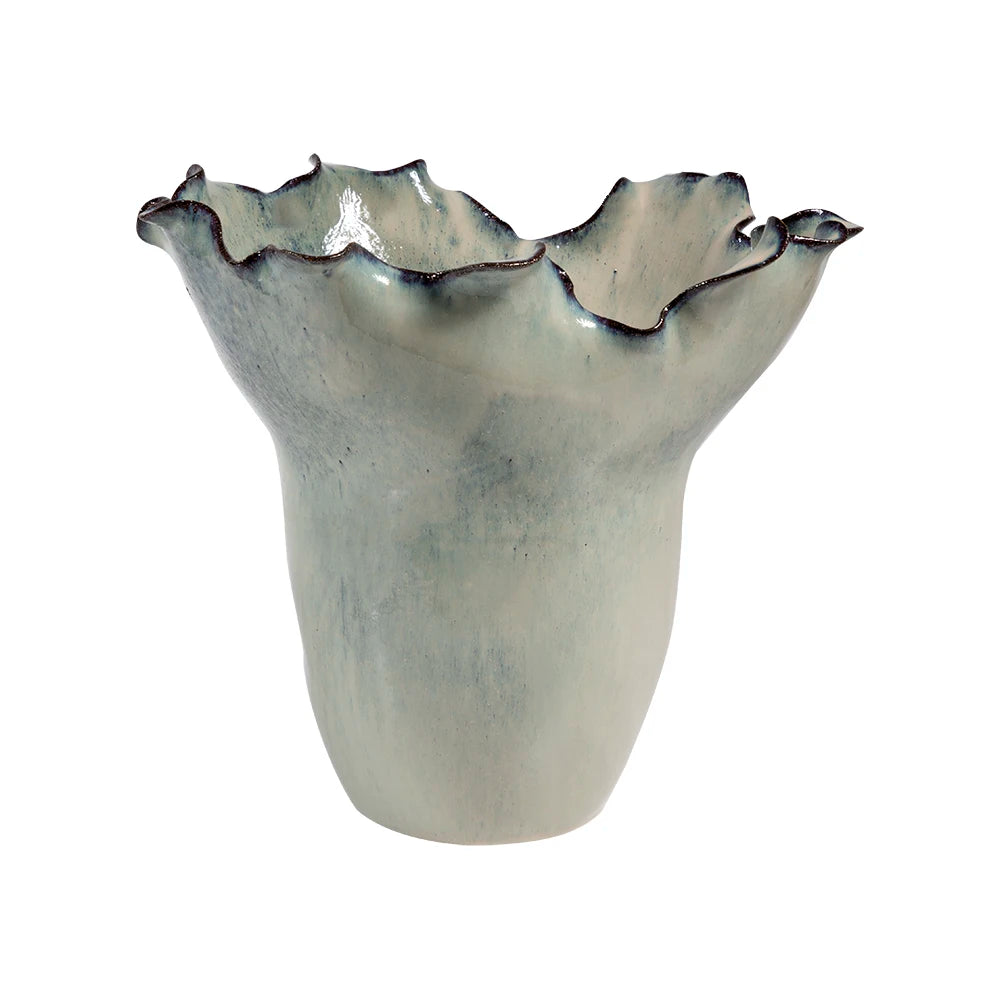 vase moderne artisanal céramique couleur beige rose gris noir texture ondulée ruchéeOpaque