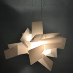 suspension lumineuse moderne deux sources géométrique blanc rouge bleu chambre salon