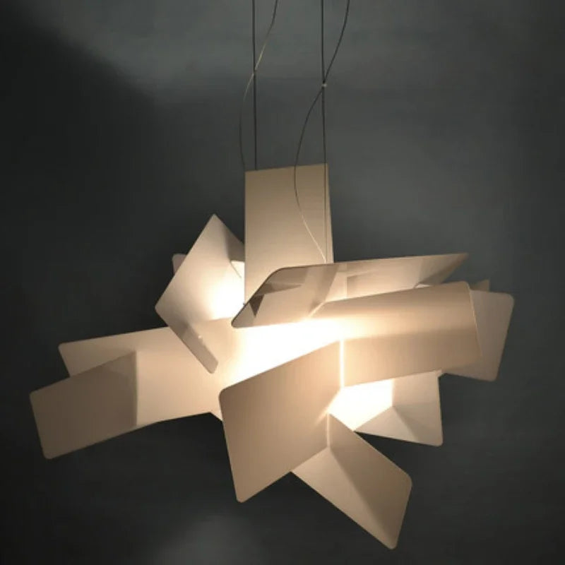 suspension lumineuse moderne deux sources géométrique blanc rouge bleu chambre salon