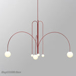suspension lumineuse moderne rouge blanc sphères translucides chambre salon étude scandinave