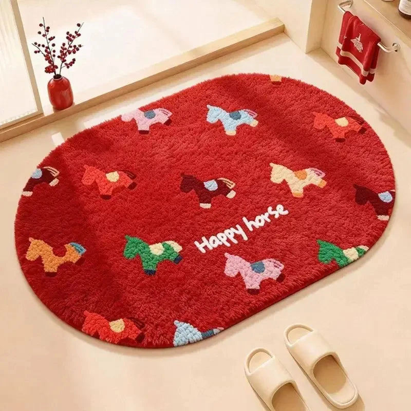 tapis salle bain moderne motif chevaux colorés doux antidérapant maison enfant
