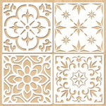 pochoirs carreaux décoratifs noir blanc floral géométrique opaques adhésifs 12 pouces mandala réutilisables mur