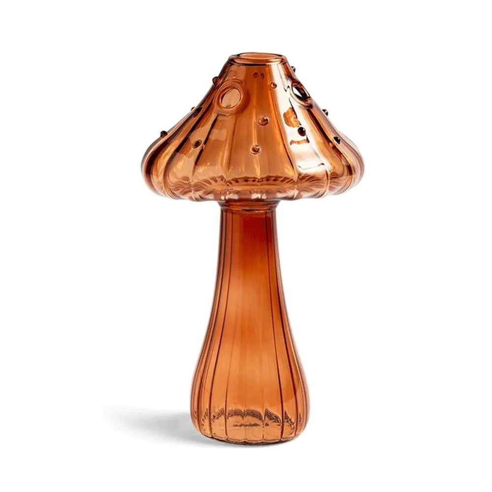 vases champignon moderne transparent rayures verticales marron rose vert rouge bleu orange