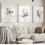 affiches murales calligraphie arabe contemporain minimaliste abstrait blanc beige noir opaques clips cadres