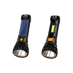 lampe torche solaire rechargeable led noire bleue orange ipx6 waterproof multifonctionnelle banque