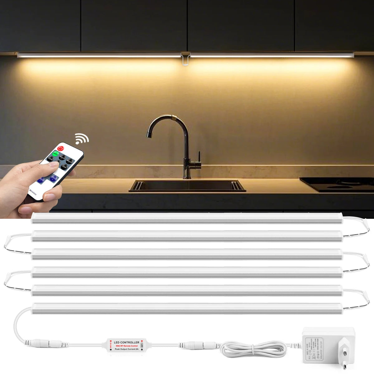 barres lumineuses led blanc modernes 12v 30cm 40cm 50cm télécommande adaptateur secteur