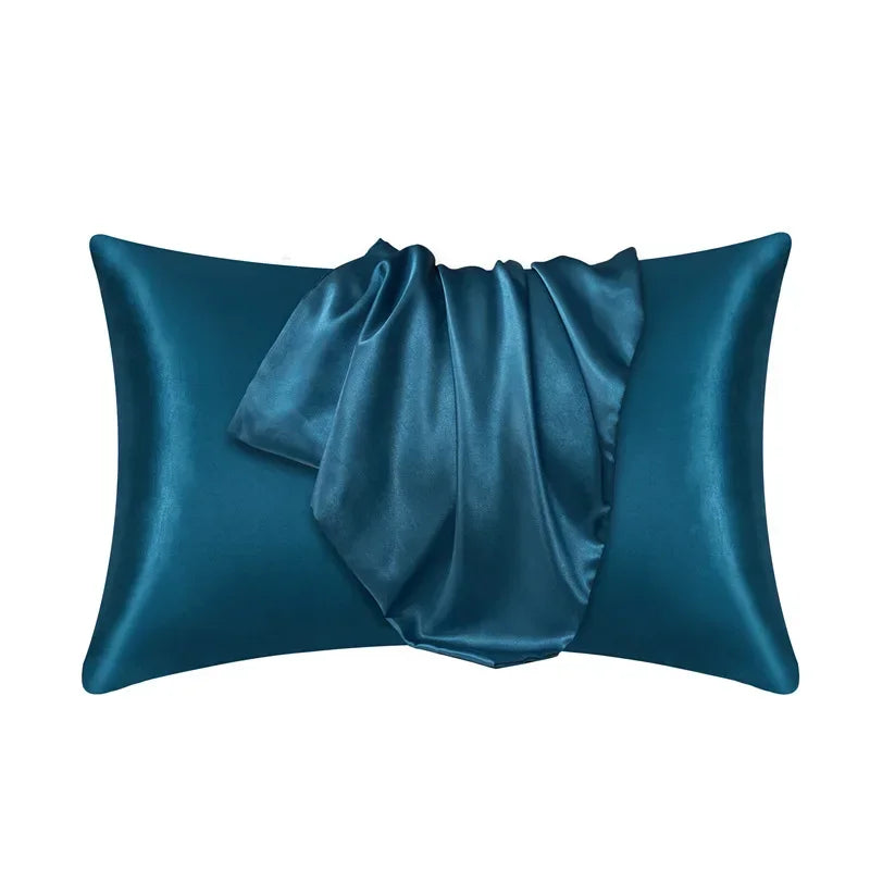 housse taies oreillers lit polyester coton élégante satinée gris rose blanc doré marine non