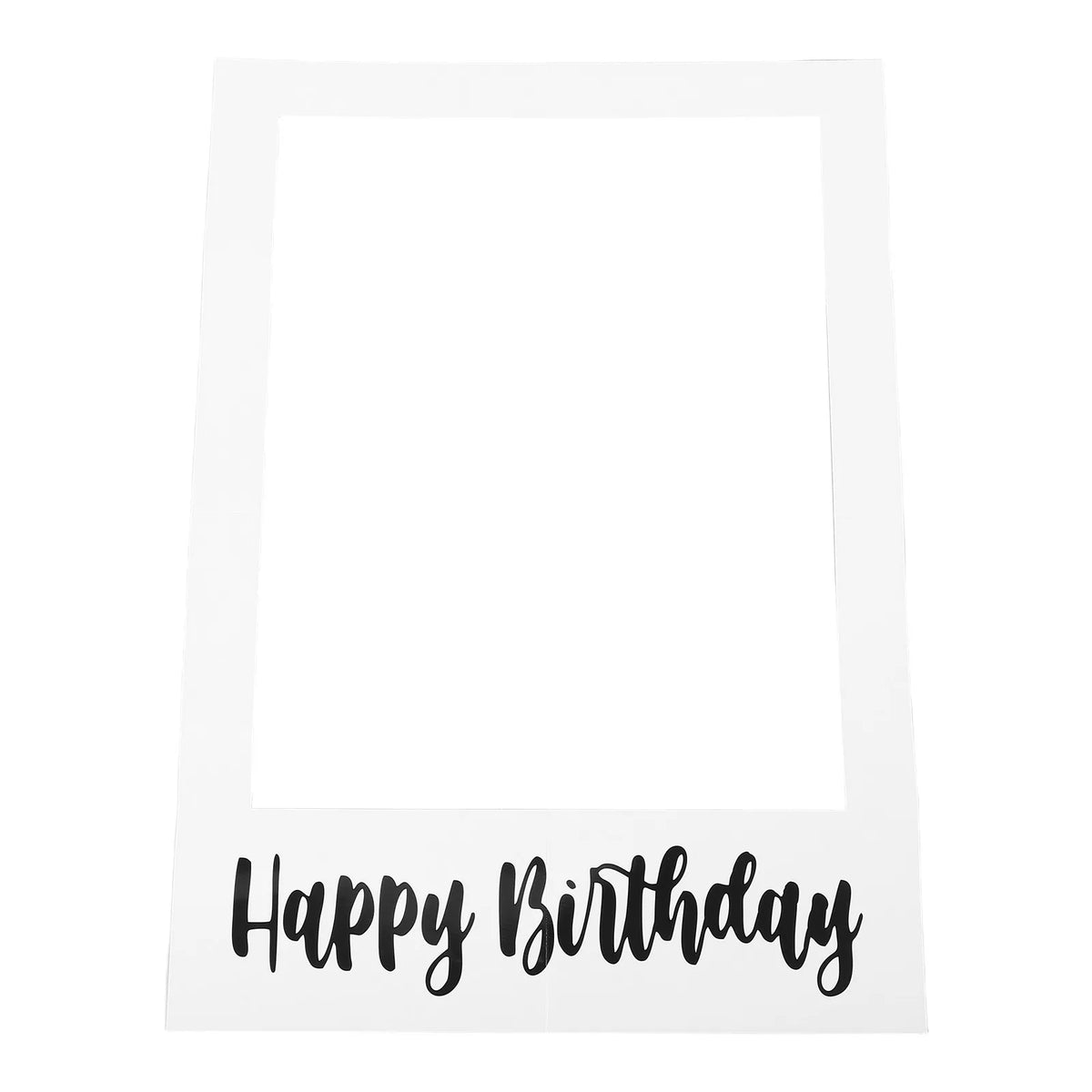 cadre photo anniversaire happy birthday calligraphie noir blanc deco polaroid photo event selfie prop