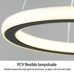 lampe suspendue moderne couleurs noir blanc doré anneau concentrique opacité(touches) led aluminium