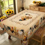 nappe rectangulaire imperméable poules coqs rustique fête cuisine