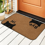 tapis moderne antidérapant chat noir yeux dorés textes hi bye entrée 50x80cm
