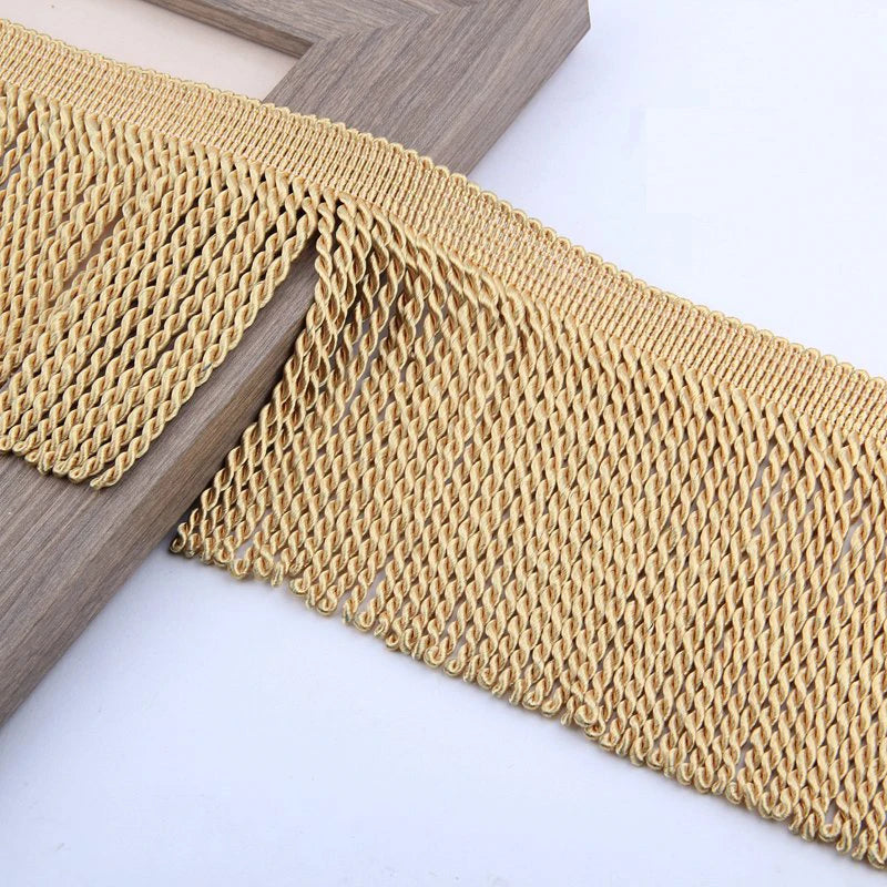 ruban franges or beige olive marron tissé classique 12cm largeur 12mètres polyester écologique decoration