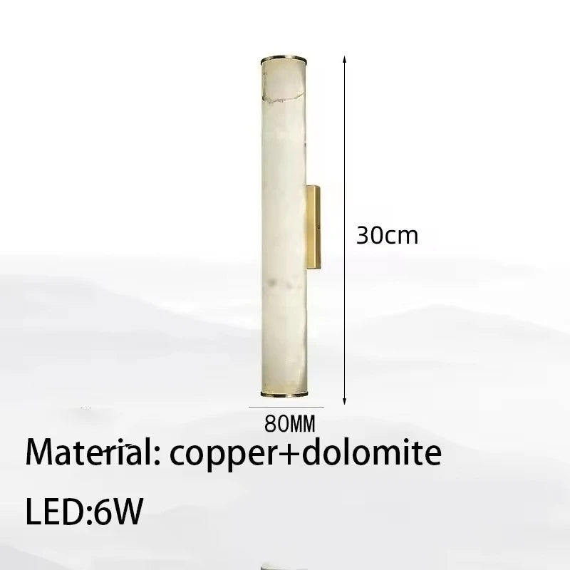 applique murale moderne marbre naturel cuivre lampe led salon chambre coucher décoration luxe