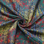 tissu polyester semi transparent motifs abstraits couleurs vives écharpe tissu brocart vert foncé rouge