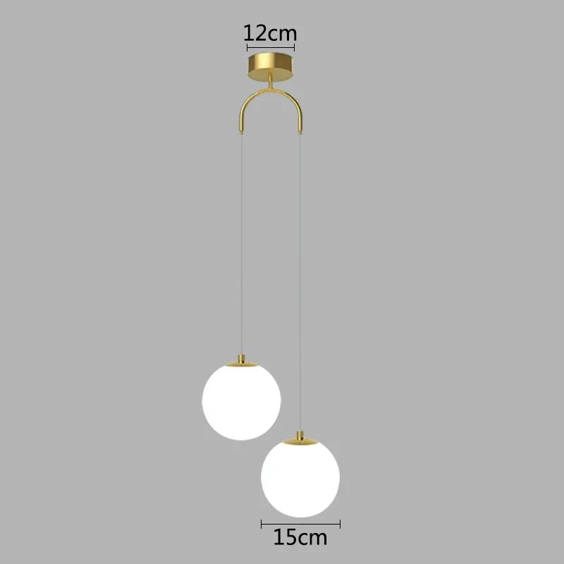 suspension lumineuse moderne sphérique verre opale noir blanc doré minimaliste