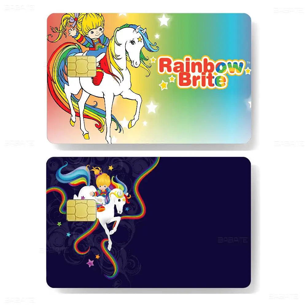 sticker carte crédit rainbow brite dessin animé adhésif réutilisable waterproof multicolore