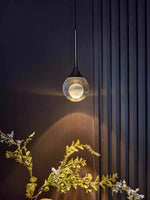lampe suspendue moderne minimaliste transparente noir argenté brillante chambre restaurant étude cuisine