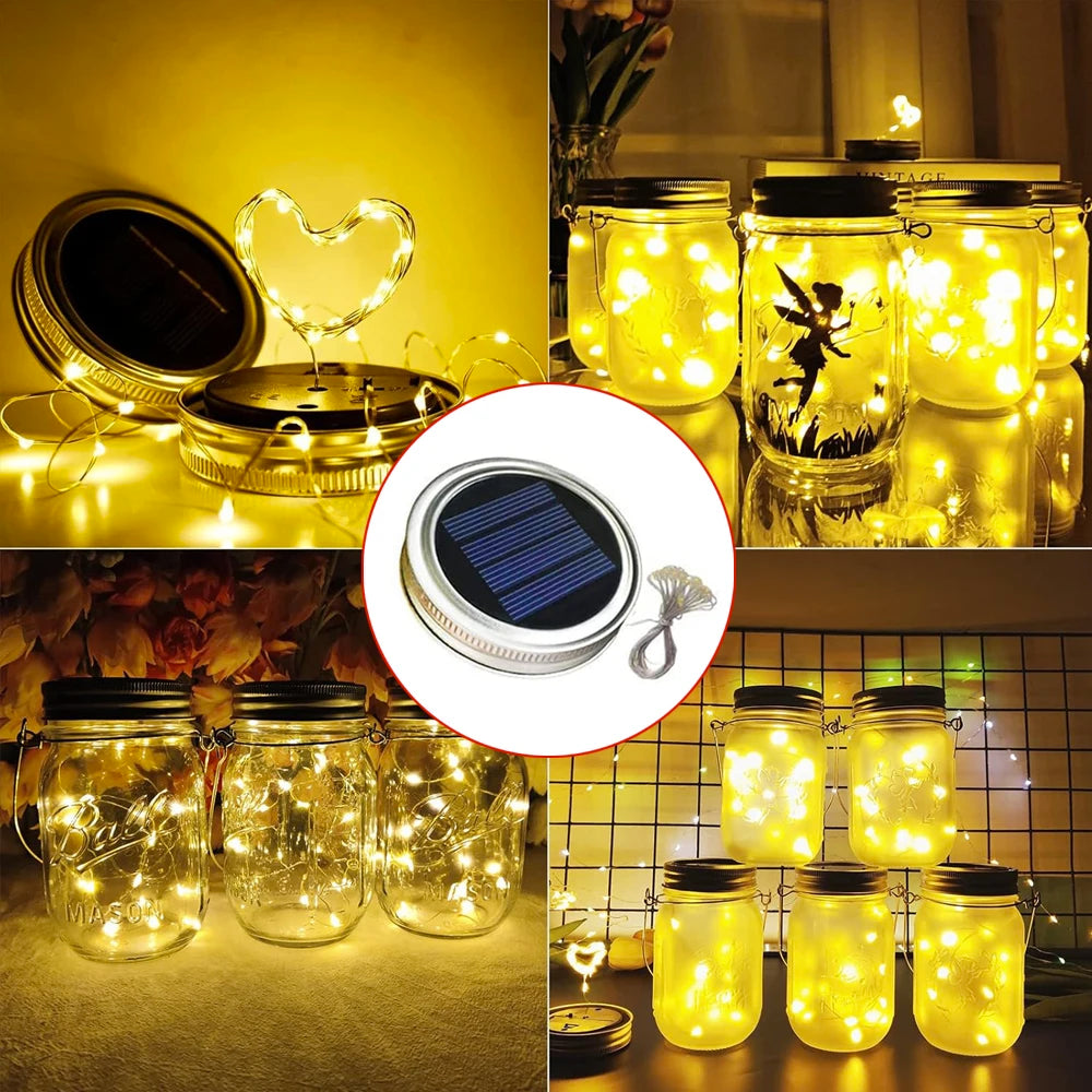 lampe led solaire mason transparent argenté texturée batterie rechargeable patio