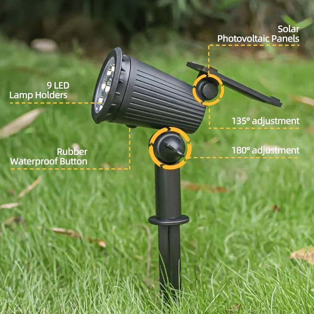 spot lumineux solaire led rgb réglable moderne noir texturé imperméable ip65extérieur jardin piscine