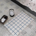 tapis moderne polyester résistant décoloration taille 40x60cm 50x80cm 60x90cm 80x120cm couleur beige bleu grille