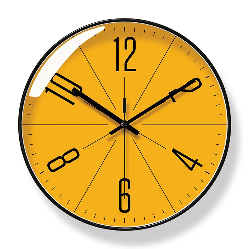 horloge murale moderne quartz facile lecture salon dorée aiguilles noires