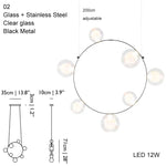 lustre suspension moderne blanc verre opalescent rond salon salle manger dimmable