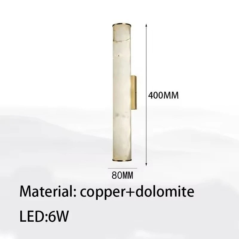 applique murale moderne marbre naturel cuivre lampe led salon chambre coucher décoration luxe