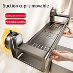 étagère salle bain argentée suction cup moderne minimaliste rangement bouteilles cosmétiques serviettes accessoires