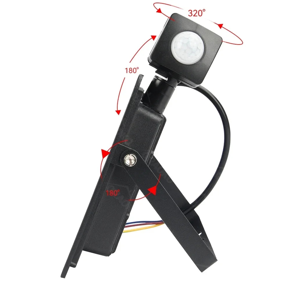 projecteur led noir moderne ip66 capteur mouvement clips 100w 50w 30w 20w 10w