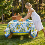 nappe table méditerranéenne motifs floraux citrons ronde rectangulaire printemps été mariage décoration provençale assiettes