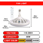 ventilateur lampe led moderne blanc grille télécommande flux lumineux certification ul rohs