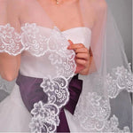 voile mariée blanc broderie florale classique bord dentelle polyester unique