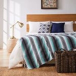 couverture plaid méditerranéen rayé multicolore portable pique nique voyage hospitalière maison avion