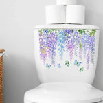 cache wc blanc fleurs feuilles papillons adhésif décoration murale moderne naturel stickers