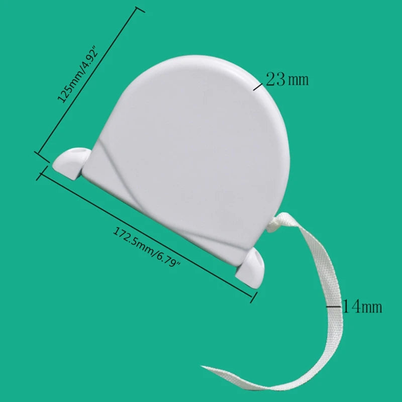 mètre ruban blanc classique 125mm 23mm 172.5mm 14mm mesure bouton retrait fixations