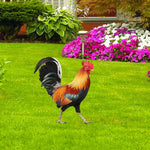 statue coq jardin acrylique rouge orange plumes décoration extérieure résistante intempéries