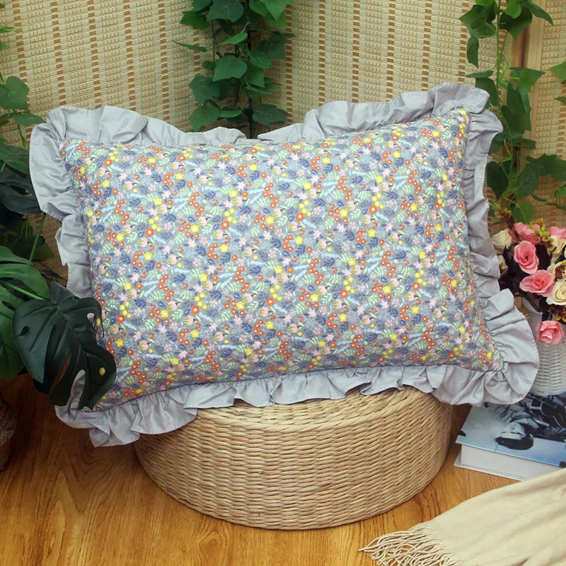 taies d'oreiller coton motif floral blanc vintage animaux campagnard imprimées douces qualitative