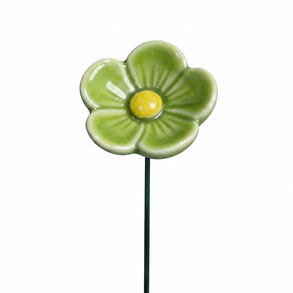 feuille d'abeille céramique rouge rose jaune vert fleurs stylisées décoration extérieure tringle support jardin