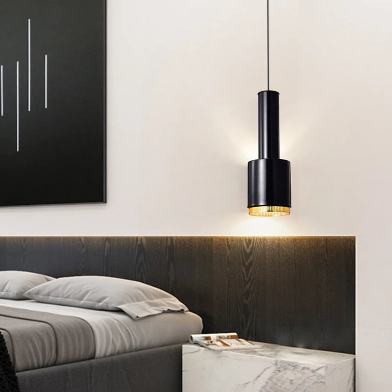 Suspension lumineuse moderne or noir blanc éclairage chambre salon minimaliste
