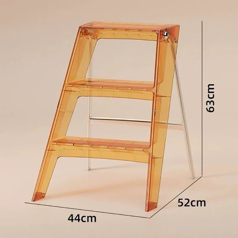 trois marches plastique transparent moderne minimaliste pieds métalliques porte ouverte poids 150kg
